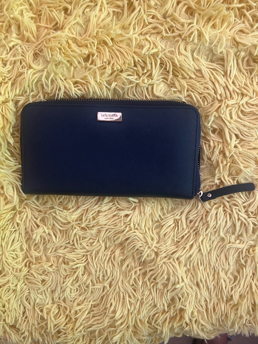 Kate Spade Blue Saffiano Zip-Around Wallet